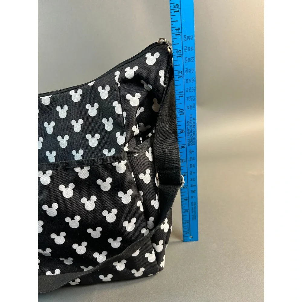 Disney Mickey Mouse Diaper Bag Crossbody Tote Black White Silhouette Print Large